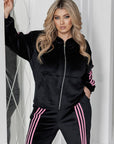 Velvet zip-up set with hood - Twiggy Shop