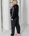 Velvet zip-up set with hood - Twiggy Shop