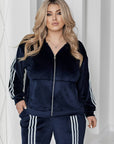 Velvet zip-up set with hood - Twiggy Shop