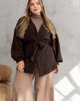 Short fuzzy cardigan with belt - Twiggy Shop