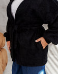 Short fuzzy cardigan with belt - Twiggy Shop