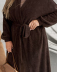 Long fuzzy cardigan with belt - Twiggy Shop
