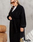 Long fuzzy cardigan with belt - Twiggy Shop