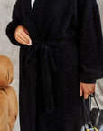 Long fuzzy cardigan with belt - Twiggy Shop