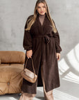 Long fuzzy cardigan with belt - Twiggy Shop