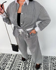 Loose-fit striped cotton set , модел NewYear25, с 80% cotton и 20% polyester, изображение на дреха.