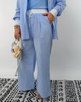 Loose-fit striped cotton set , с 80% cotton и 20% polyester, подходящ за новогодишен празник.