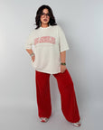 Knitwearен комплект с надпис, модел NewYear25, 80% cotton, 15% polyester и 5% elastane, изображение на български.