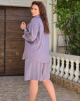 Set of shirt and bermuda shorts made of cotton fabric , бързосъхнеща и комфортна за лятна облекло, с 70% cotton и 30% polyester.