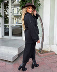 Set with short cashmere coat with warm lining, polyester and viscose, stylish and warm winter design.