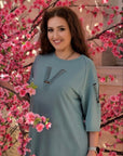 Set of tunic with cut-out details and leggings , памучен и polyesterен Composition, подходящ за ежедневна обличане.