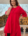 Set of tunic with cut-out details and leggings , 60% cotton, 35% polyester, 5% elastane, изображение.