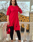 Set of tunic with cut-out details and leggings , cotton и polyester, стилен и комфортен за ежедневна носия.