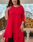 Set of tunic with cut-out details and leggings Waist cotton, polyester и elastane, лежащи на White фон.