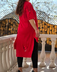 Set of tunic with cut-out details and leggings , cotton, polyester и elastane, стилна и удобна за ежедневна носия.
