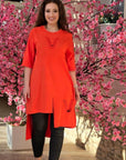 Set of tunic with cut-out details and leggings , cotton и polyester, за комфортен и стилен ежедневен тоалет.