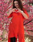 Set of tunic with cut-out details and leggings , cotton и polyester, подходящ за ежедневна носия.