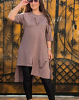 Set of tunic with cut-out details and leggings , памучен и polyesterен, стилен и удобен за ежедневна носия.