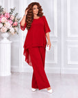 Chiffon set with an asymmetrical blouse, white, with light and elegant design, made from cotton and polyester, for stylish appearance.