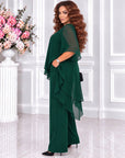 Chiffon set with an asymmetrical blouse, blouse made from cotton and polyester, stylish and elegant women's outfit.
