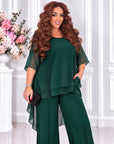 Chiffon set with an asymmetrical blouse, cotton and polyester, with modern cut, suitable for everyday style.