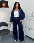 Velvet set with back embroidery, 80% cotton and 20% polyester, image of elegant garment set