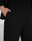 Ленен комплект pants с декоративни камъни, White цвят, 80% linen, 20% polyester, стилен и комфортен за ежедневието.