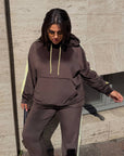 Hooded velvet set made from viscose, cotton and elastane, soft and comfortable for everyday wear