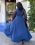 Long embroidered dress made from polyester from the brand Composition, image with stylish embroidered detail.