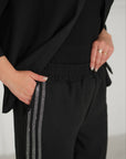 Ленен комплект pants с декоративни камъни и linenти Waist linen 80% и polyester 20%, за модерен стил.