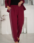 Ленен pants с linenти и декоративни камъни, комплект Waist linen 80% и polyester 20%, изображение.