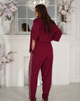 Комплект Linen trousers with decorative stones и linenти Waist linen 80% и polyester 20%, изображение на модел.