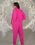 Комплект linenени pantsи с декоративни камъни и linenти, 80% linen, 20% polyester, за стилен и комфортен външен вид.