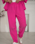 Linen trousers with decorative stones , част от комплект Waist linen 80% и polyester 20%, в изображението.