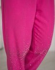 Ленен комплект pants с декоративни камъни, 80% linen и 20% polyester, подходящ за летен стил.