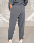 Ленен комплект pants с декоративни камъни, 80% linen, 20% polyester, стилен и удобен за ежедневна носия.