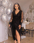 Shiny dress with mesh sleeves - Twiggy Shop