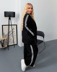 Blazer and wide-leg trouser set in style IT, polyester, viscose and spandex, beige, elegant and comfortable for office.