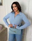 Knit blouse with a collar - Twiggy Shop