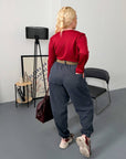 Corduroy trousers from an Italian brand, with viscose, cotton and elastane, shown in the image.