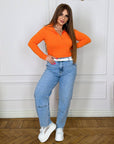Knit blouse with a collar - Twiggy Shop