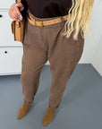 Corduroy trousers from IT with viscose, cotton and elastane, shown on a model.