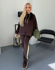 Hooded velvet set, composed of viscose, cotton and elastane, in cosy and stylish design.