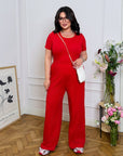 Knit set с cotton, polyester и elastan, показан на изображението, с комфортен и стилен дизайн.