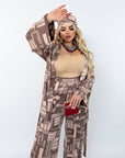 Printed set with a scarf от polyester, viscose и elastan, с цветен дизайн, на снимката.