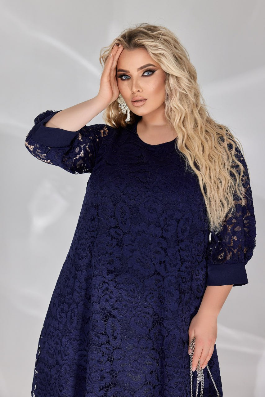 knee length dresses for ladies Loose fit lace dress – Twiggy Shop || Plus size
