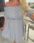 Floral Soft-Fabric Dress with Puff Sleeves