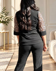 Elegant lace set, IT, 70% polyester, 25% viscose, 5% elastane, fashionable and stylish design.