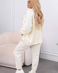 Velvet set with jacket and straight-leg pants от viscose и cotton в изображението.