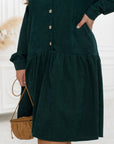 Ribbed velvet dress with buttons - Twiggy Shop